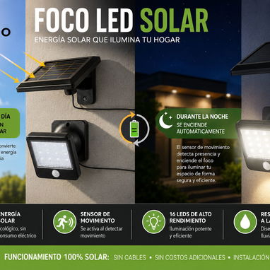 FOCO SOLAR LED EXTERIOR | SENSOR DE MOVIMIENTO | PANEL SOLAR 2,5 m - Img 124253397