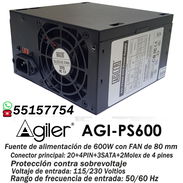 🔌 Fuente AGI-PS600 ATX 🔌 🚜 Contamos con mensajería 🚜 + Garantía segura - Img 52032009