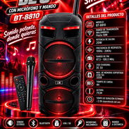 BOCINA DE 2 ALTAVOCES DE 8" CON MICROFONO Y MANDO BT-8810, FACTURA Y GARANTÍA. VARIEDAD DE BOCINAS RECARGABLES - Img 57322504