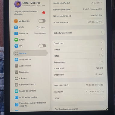 Ipad 8va generacion 200usd prácticamente sin uzo 128Gb almacenamiento - 2/3