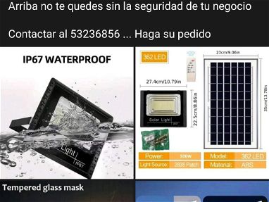 Lampara de 500w de potencia recargable con luz de solar para interiores / exteriores, a prueba de agua - Img main-image
