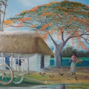 Pintura que evoca nostalgia del campo cubano, un viaje y costumbres de la isla. - 7/7