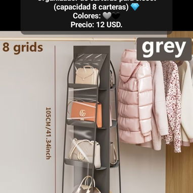 Closet portátil con lona (escaparate), closet con zapatera y organizadores de ropa y cartera - 4/9