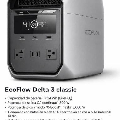 Combo: Ecoflow Delta 3 Clásica + Panel Solar de 450W Marca Messi - 2/3