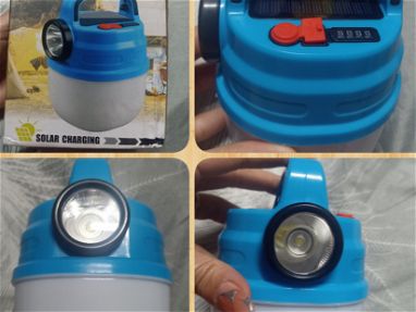 Lámpara recargable con carga solar y por USB color azul precio 10 USD - Img main-image-45670310
