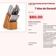 Set de Cuchillos de 15 Piezas con Cuchillo de Chef de 8" y Santoku VPT#-0277 - Img 55254782