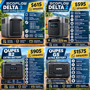 🔋 ESTACIONES DE ENERGÍA ☀️ PANELES SOLARES ⚡ BATERÍAS  ⭐ ECOFLOW • BLUETTI • DJI • GROWATT • OUPES - 4/5