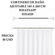 CORTINERO DE BAÑO AJUSTABLE DE 140 A 260 CM, ENTREGA DE FACTURA. VARIEDAD DE ÚTILES DEL HOGAR - Img 56562228