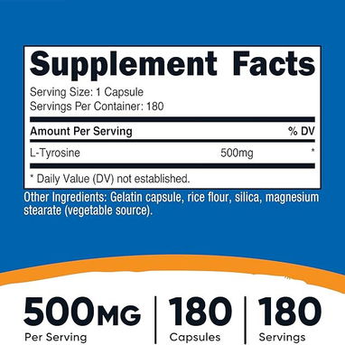 L-Tirosina 500mg (Nutricost · 180 cápsulas) - 4/6