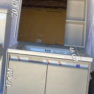 🚧 INODORO MONOLÍTICO CON SU HERRAJE DEL TANQUE Y JUNTA DE CERA LAVAMANOS CON MUEBLE BOTIQUIN CON ESPEJO SIN LUZ LED 🚧 - Img 119828991