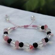 Pulsera de Cuarzo Rosa, Piedra Lunar y Onix - Img 51767122