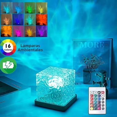 LÁMPARA CUBO EFECTO ONDA DE AGUA RGB (RECARGABLE) - 2/4