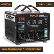 Transformador Convertidor de Voltaje VEVOR 6000VA 110V-220V Step Up Down Compacto Negro  ⚡ Detección automática de 110 V - Img 57441592