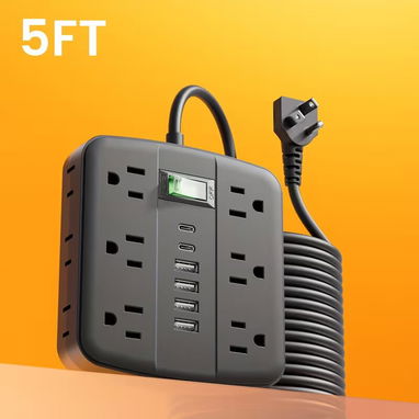 Regleta Eléctrica 18 en 1 con Puertos USB y Tipo-C – 5 Pies - 5/6