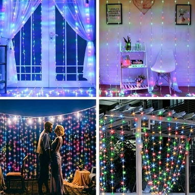 Guirnaldas de luces en forma de cortina miden 3x3 metros  Ojo solo las guirnaldas no trae tela en 5200cup - 3/4