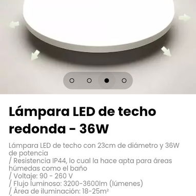 Lámpara LED de techo con 23cm de diámetro y 36W de potencia - 3/4