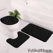 *🚽Juego de Alfombra de Baño de 3 Piezas* 👉Por debajo material Antideslizante - textura suave... - Img 57778366