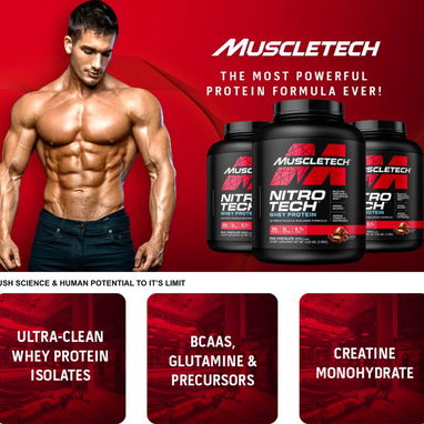 Nitrotech Muscletech 4lb (40-44serv) 30gr protena + 3gr Creatina Monohidratada 56902981 - Img 121917808