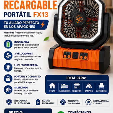 🌬️ Ventilador Recargable Portátil FX13 | Ideal para los apagones - 2/2