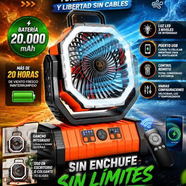 ‼️MENSAJERÍA INCLUIDA: VENTILADOR RECARGABLE DE 20000MAH MARCA COLDSKY Y F6....53317139‼️ - 2/2