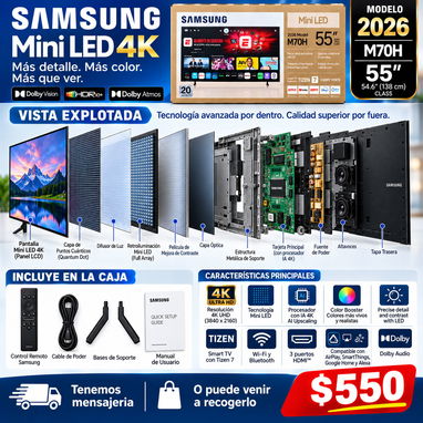 TV Samsung de 55” M70H Mini LED 4K UHD 2026 con AI incorporado - 2/10