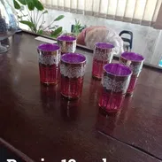 JUEGO DE 6 COPAS AZULES y VERDES MEDIANAS NUEVAS (40 AÑOS).COMPRADAS EN RUSIA. COPAS VERDES Y LICORERA CON SUS COPITAS. - Img 44741726