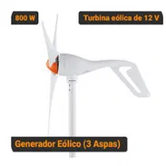 Generador Eólico VEVOR 800W 12V Turbina de Viento 3 Aspas Con Controlador MPPT Kit Con Anemómetro Para Casa RV Granja Bl - Img 56697416