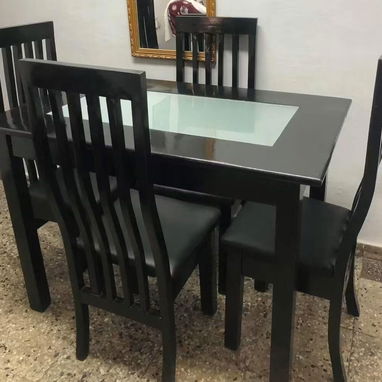 Mesa + 4 Sillas. Juegos de Comedor de Madera Sólida. - 5/5