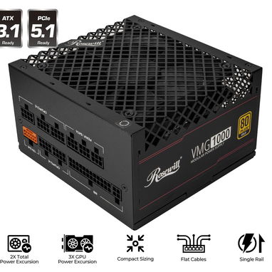 Fuente de poder Rosewill VMG 1000W 80+ Gold, compatible con ATX 3.0 y 3.1, fuente de alimentación completamente modular - Img 127722671