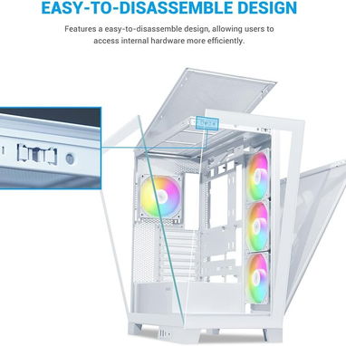 chasi SAMA V50 - Carcasa para PC de juego, torre media, con vidrio templado doble, 4×ventiladores ARGB PWM 52815418 - Img 120934320