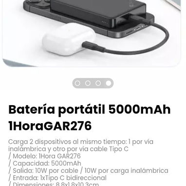 Batería portátil 5000mAh 1HoraGAR276. Modelo: 1Hora GAR276 - Img 121332479