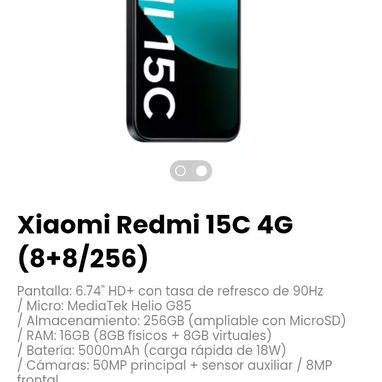 Xiaomi Redmi 15C 4G (8+8/256). Incluye cargador con cable - Img 116853480