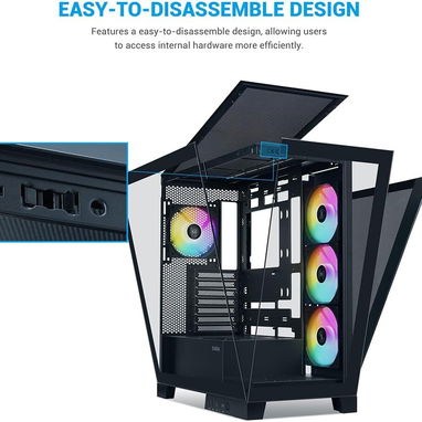 Chasis para PC SAMA V50 de Torre Media para Juegos con Doble Vidrio Templado, 4 Ventiladores ARGB 52815418 - Img 118357418