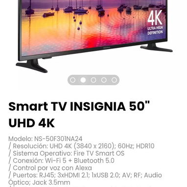 Smart TV INSIGNIA 50" UHD 4K. Nuevo con garantía - Img 110209826