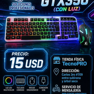 Teclado y Mouse GTX350 con luz , nuevos a estrenar - 3/3