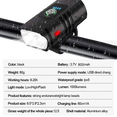 Faro de Luz LED T6 para bicicleta - 5/6