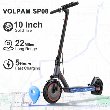 Scooter Eléctrico VOLPAM 500W 22MPH Plegable 23 Millas Llantas 10” Doble Freno - Img 123125161