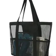 Bolso de playa negro con bolsillos a los lados - Img 55859954