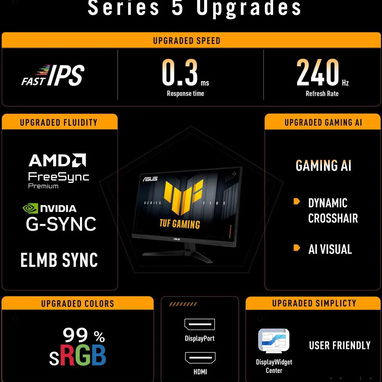 Monitor gaming ASUS TUF Gaming de 24 pulgadas (23,8" visibles), Full HD 1080p, 240 Hz, IPS ☎️52815418 - Img 123391245