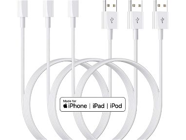 Cable USB A a Lightning de 3 pies, paquete de 3 cables de carga rápida para iPhone con certificación MFi de Apple, para - Img 68110808
