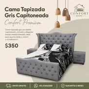 Cama Tapizada Gris Capitoneada Confort Premium - Img 55342784