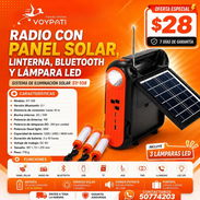 RADIO CON PANEL SOLAR, LINTERNA, BLUETOOTH Y LÁMPARA LED - Img 55939147