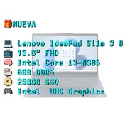 LAPTOP 🎁NUEVA📦CAJA, Lenovo IdeaPad Slim 3 8 (82XB00C5US), 15.6" FHD, Intel Core i3-N305, 8GB DDR5, 256GB SSD, 10H - Img 57643898