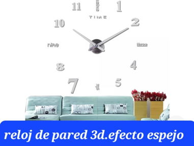 RELOJ DE PARED 3D EFECTO ESPEJO GRANDE 120 CM--------6500 - Img 68316507