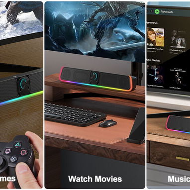 *Barra de sonido de computadora Bluetooth con cable USB con RGB - 4/10