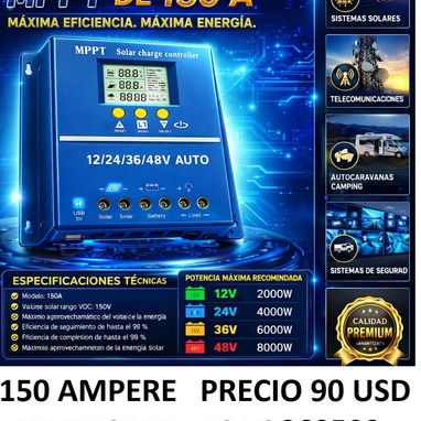 MPPT 150 ampere Controlador regulador multisistema profesional - Img 123189957