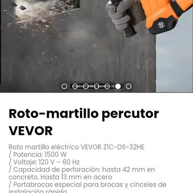 Roto-martillo percutor VEVOR. Voltaje: 120 V – 60 Hz - 6/7