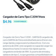 Cargador de Carro TipoC de 20W 1Hora - Img 56813640