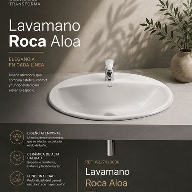 Muebles e y Espejo, lavamano e pedestal Roca, lavamano Aloa, Lavamano sobre Roca - 4/6