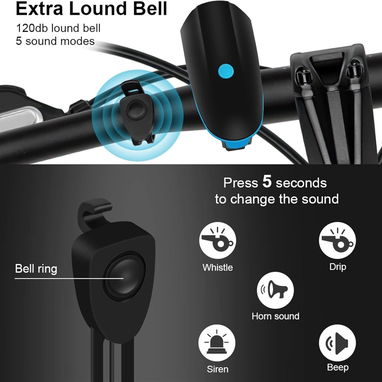 ππ‘ Luz Delantera y Bocina para Bicicleta 250LM π΄ββοΈ USB Recargable Impermeable π΄ββοΈ 140dB π΄ββοΈ 5.887.23.60 - Img 104308145